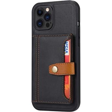 Imagem de NEYENS Capa para iPhone 13/13 Mini/13 Pro/13 Pro Max, capa de couro carteira com slot para cartão e função à prova de choque capa de telefone com suporte (cor: preto, tamanho: 13 mini 5,4 polegadas)