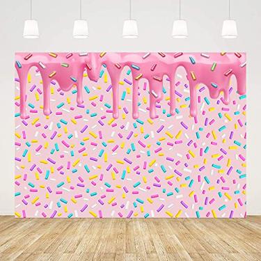 Imagem de ABLIN 2,1 x 1,5 m Rosa Menina Crescer Pano de fundo de festa com confetes coloridos, decoração de festa de aniversário, banner para decoração de mesa de bolo, adereços de vinil