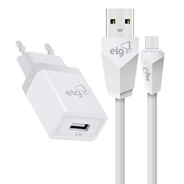 Imagem de ELG, KTC10WC, Kit Carregador de Parede Universal e Cabo Para Recarga e Sincronização, Compatível com Dispositivos USB-C, Bivolt, Branco
