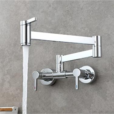 Imagem de Torneira para lavatório quente e fria escovada com três interruptores torneira de cozinha embutida com válvula misturadora dobrável torneira para lavatório de banheiro, chrome1