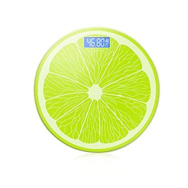 Imagem de balanças eletrônicas recarregáveis ​​limão precisão digital retroiluminação display saúde corpo preciso adulto fofo