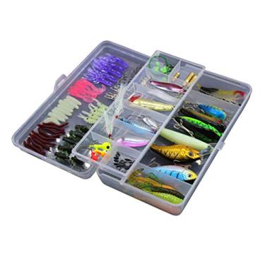 Imagem de Kit de Iscas Artificiais LIOOBO Com 101 Peças, de Aço Carbono, Multifuncional, Caixa de Pesca, Iscas de Água Doce para Pescadores