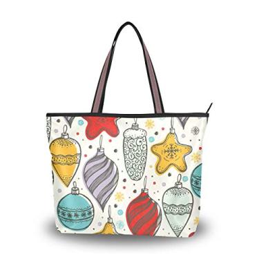 Imagem de Bolsa de ombro colorida com elementos natalinos, bolsa de ombro para mulheres e meninas, Multicolorido., Medium