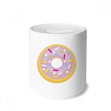 Imagem de DIYthinker Porta-moedas roxo rosquinha sobremesa doce comida dinheiro caixa cerâmica presente porta-moedas