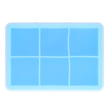Imagem de Bandeja de gelo com tampa, formas de gelo, bandeja de gelo de silicone, 6 células, quadrada, de silicone para pudim para chocolate (azul celeste)