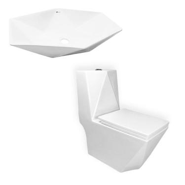 Imagem de Kit Vaso Sanitário Monobloco Produzido Em Cerâmica  - Bab0021 + Vab0005-C