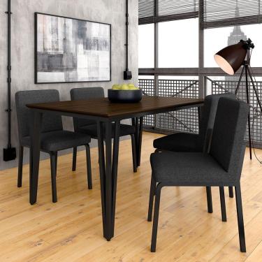 Imagem de Mesa Com 4 Cadeiras Industrial 1,36 Denver Pt/im/gr - Móveis Arapongas