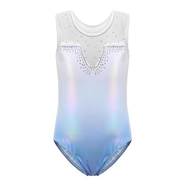 Imagem de Dynwave Collants de ginástica para meninas Balé Vestido de dança sem mangas Brilhante Strass Bodysuit Roupas Activewear Traje Sportwear Dancewear, 12