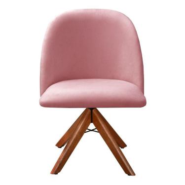 Imagem de Poltrona Gaia Cadeira Giratória Pé Madeira Decoração Moderna Recepção Escritório