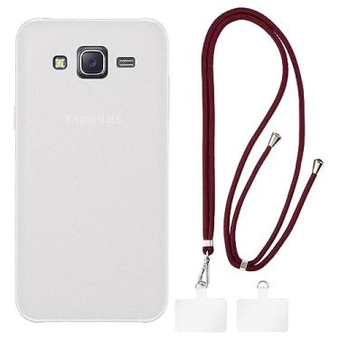 Imagem de Shantime Capa para Samsung Galaxy J5 2015 + cordões universais para celular, pescoço/alça macia de silicone TPU capa protetora para Samsung Galaxy J5 2015 (5 polegadas)