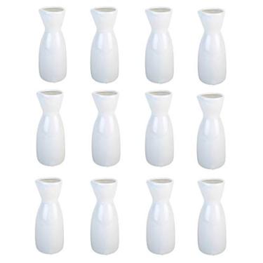 Imagem de JapanBargain, Garrafa de saquê de porcelana para saquê frio e saquê quente segura para micro-ondas (12, 118 g - branca)