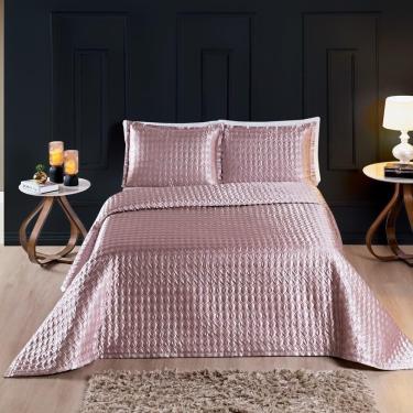 Imagem de Cobre Leito Cetim Charmousse Casal Shine 03 Peças - Rose