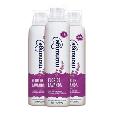 Imagem de Kit Desodorante Aerosol Monange Flor De Lavanda 90g - 3 unidades