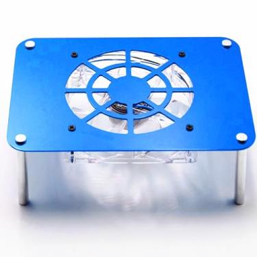 Imagem de Rack de resfriamento com ventilador USB com suporte de painel de liga de alumínio para roteador modem óptico TV box 12 cm dissipador de calor silencioso (1 camada, azul)