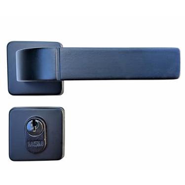 Imagem de Fechadura de Porta Externa Preto Fosco Roseta Quadrada Mgm