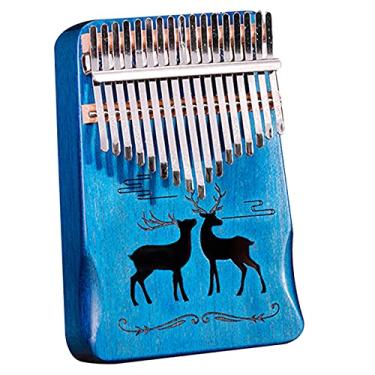 Imagem de Piano de polegar Kalimba de 17 teclas, piano de dedo iniciante amante de música, instrumento de percussão de mogno marimbas, com kit de aprendizagem e martelo de afinação pandeireta, 18 cm x 13 cm