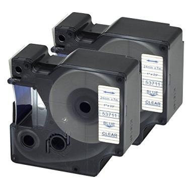 Imagem de 2PK D1 Recargas 53711 Compatível com Dymo Fita de Etiquetagem Azul em Transparente Cassete de 3,5 cm x 7,8 m, Compatível com LabelManager 360D 450D 500TS