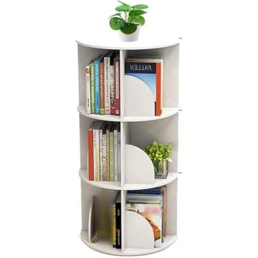 Imagem de Estante giratória com display 360 Estante de canto Estante de chão Estante de armazenamento Organizador estreito de estante de livros para espaços pequenos, quarto, sala de estar, sala de es