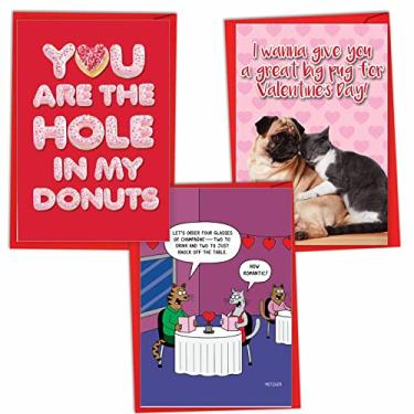 Imagem de NobleWorks - Variedade de 3 cartões bem-humorados de Dia dos Namorados com envelopes, feriado divertido para homens e mulheres pacote variado (3 modelos, 1 cada) doce romance VC10375VDG-C1x3