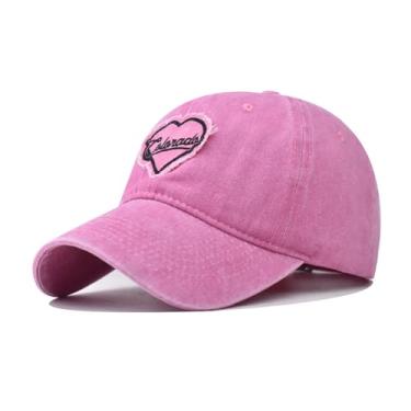 Imagem de Boné de beisebol clássico vintage lavado rosa coração masculino feminino boné de beisebol masculino para mulheres boné de beisebol para homens, rosa, G