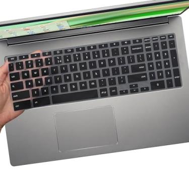 Imagem de Capa de teclado para laptop Acer Chromebook 315 CB315-3HT/Acer Chromebook 715 CB715/17,3 polegadas Acer 317 Chromebook com teclado numérico, Acer Chromebook 15 CB315-3HT-C296/C6XF/C16B, preto