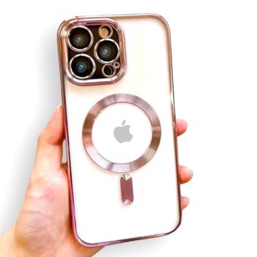 Imagem de CASEFREAK Capa de luxo transparente para iPhone 13 Pro com anel magnético compatível com MagSafe - Design elegante, TPU macio com proteção de lente de câmera de vidro para iPhone 13 Pro (6,1