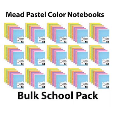 Imagem de Caderno Mead Spiral, pacote com 96 cadernos de papel espiral de 1 matéria, cadernos escolares fofos em cor pastel, 70 páginas