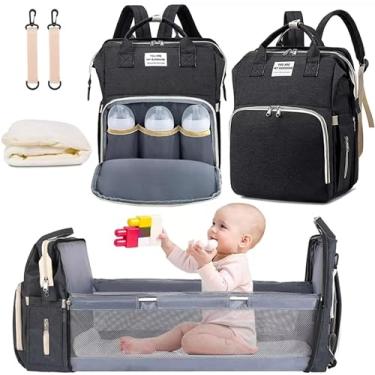 Imagem de Bolsa Maternidade Mochila Maternidade, Que se Transforma em Berço e Trocador de Fralda - Preta