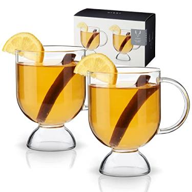 Imagem de Viski Copos de café irlandês, caneca de vidro Hot Toddy para vinho quente, cidra pontiaguda, gemada, conjunto de 2 canecas de café cristalinas, 350 ml