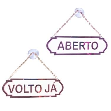 Imagem de Placa Aberto Volto Já Decorativa Com Corrente E Ventosa Para Lojas