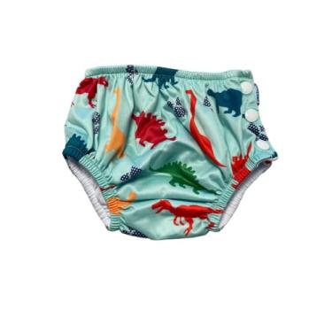 Imagem de Fralda Sunga para Bebê Piscina Reutilizável Impermeável - Sunga Calcinha Biquini Natação Infantil Ecológica (Dino, Médio)