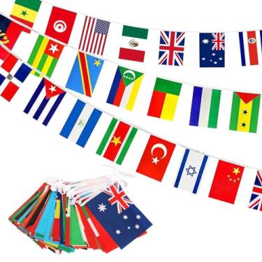 Imagem de Bandeira de corda de 100 países Banners internacionais bandeira mundial para bares olímpicos clubes esportivos decorações escolares