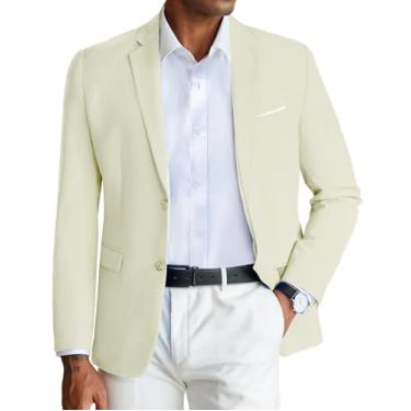 Imagem de COOFANDY Jaqueta masculina slim fit dois botões blazer leve casual esportivo, Bege, GG