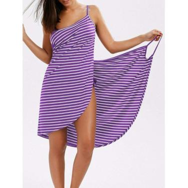 Imagem de toalha de banhoToalha têxtil para casa plus size feminina robe de banho saia de toalha listrada de secagem rápida praia spa pijama mágico para dormir, roxo, M