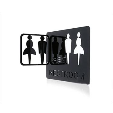 Imagem de Thickened Acrylic Wall Side Hanging Door Toilet Sign, Creative Men's and Women's Bathroom Three-dimensional WC Reminder Sign Washroom Double-sided Door Sign 15x20cm/20x25cm (Color : RestRoom 20x25cm