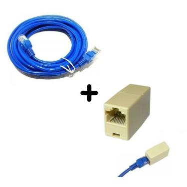 Imagem de Kit Emenda Rj45 Extensor Fêmea + Cabo De Rede 3 Metros Montado Pronto 