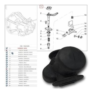 Imagem de Coifa/Guarda Po Inferior do Comando de Marchas Linha Fiat - Original