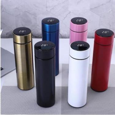 Imagem de Garrafa Térmica Inox - Termômetro Digital Led 500ml - LED VISOR, PRATA