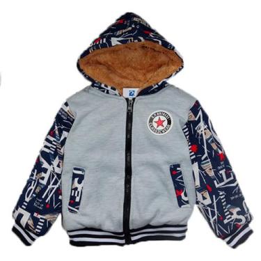 Imagem de Jaqueta Casaco Manabana Infantil Grossa Com Pelucia Mochilinha, Azul m