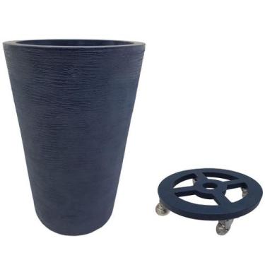 Imagem de Vaso Grande 55cm Redondo De Polietileno E Suporte Com Roda Para Planta