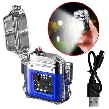 Imagem de Isqueiro Elétrico A Prova De Vento Com Lanterna Luz Forte, Médio e Str