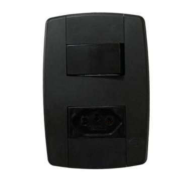 Imagem de Conjunto Interruptor Simples + Tomada 20A 250V 4X2 Preta - Ilumi