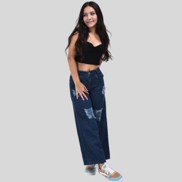 Imagem de Calça jeans pantalona destroyed infantil juvenil 10 ao 16 - RJIMPORTS,