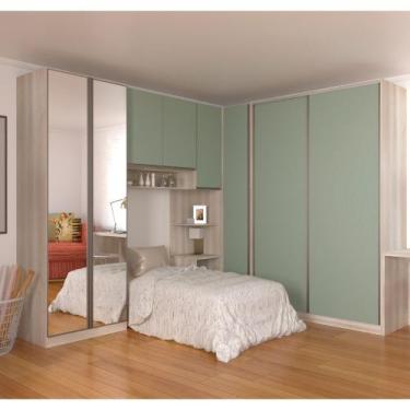 Imagem de Quarto Completo de Canto Solteiro com 6 Módulos e Espelho Prime Plus L