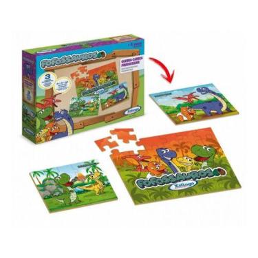 Imagem de Quebra Cabeça Progressivo Fofossauros Dinossauro 3 Cenas Mdf - Xalingo