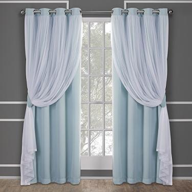 Imagem de TOWN & COUNTRY LUXE Cortinas internas de camada dupla Talia, blecaute transparente e escurecimento do ambiente, topo com ilhós, eficiência energética, conjunto com 2 unidades, 137 cm L x 213 cm C