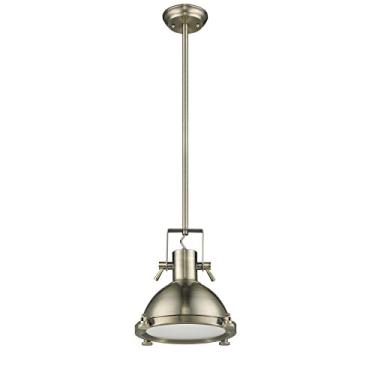 Imagem de Chloe Luminária CH858024AB13-DP1 estilo industrial industrial 1 luminária de teto de latão antigo antigo com abajur de 33 cm