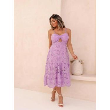 Imagem de Vestido midi com det peito lesie - LALOKA, Lavanda, M