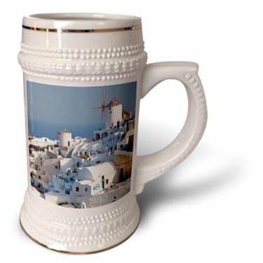 Imagem de 3dRose Oia, Santorini, Ilhas Cícladas, Grécia - Caneca Stein, 530 ml, 650 ml, branca