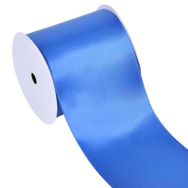 Imagem de YAMA Fita de cetim dupla face azul royal, 7,6 cm e 10 metros, ótima para artesanato, laços, buquê de flores, casamento, decoração de casa, embrulho de presente